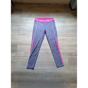 Nike Pro Dri-FIT Womens Leggings Blue Pink Heathered Mesh Panels CJ3660-424 L
